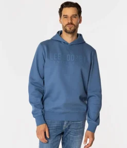 Bluza męska z kapturem i napisami ARIUS 4325 CORONET BLUE