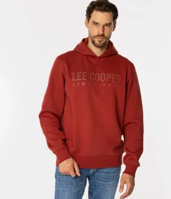 Bluza męska z kapturem i napisami ARIUS 4323 RED OCHRE