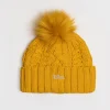 Czapka zimowa damska damska z pomponem 0100 YELLOW