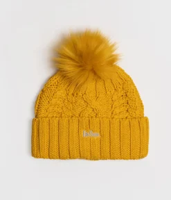 Czapka zimowa damska damska z pomponem 0100 YELLOW