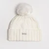 Czapka zimowa damska damska z pomponem 0100 WHITE