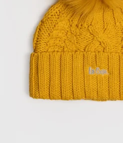 Czapka zimowa damska damska z pomponem 0100 YELLOW