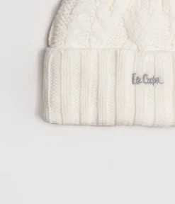 Czapka zimowa damska damska z pomponem 0100 WHITE