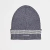 Czapka zimowa męska z wełną merino 5054 GREY STRIPES