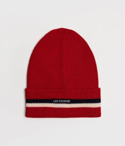 Czapka zimowa męska z wełną merino 5053 RED STRIPES