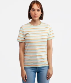 Dopasowany t-shirt w paski TELMA ORGANIC MUSKMELON