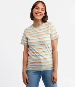 Dopasowany t-shirt w paski TELMA ORGANIC MUSKMELON