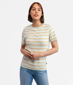 Dopasowany t-shirt w paski TELMA ORGANIC MUSKMELON