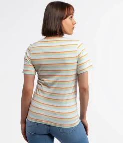 Dopasowany t-shirt w paski TELMA ORGANIC MUSKMELON