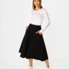 Jeansowa rozkloszowana spódnica NEMA 3084 BLACK
