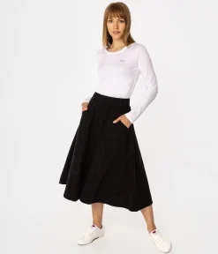 Jeansowa rozkloszowana spódnica NEMA 3084 BLACK