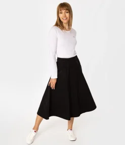 Jeansowa rozkloszowana spódnica NEMA 3084 BLACK