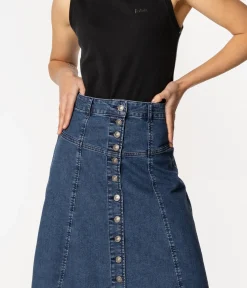 Jeansowa spódnica midi z guzikami IMELIA 2489 DOUBLE STONE