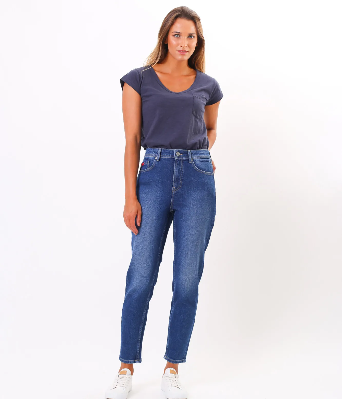 Jeansy damskie mom jeans MATEA 2417 DARK USED