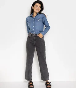 Jeansy damskie straight PARIS 9840 GREY STONE