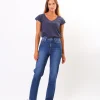 Jeansy damskie straight PARIS+ 1054 DARK BRUSHED
