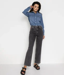 Jeansy damskie straight PARIS 9840 GREY STONE