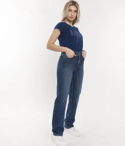 Jeansy damskie straight PARIS 1054 DARK RUSHED