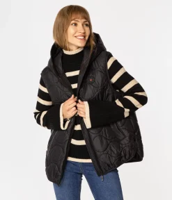 Kamizelka damska oversize z kapturem IDA 8912 BLACK