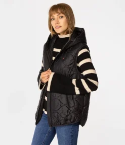Kamizelka damska oversize z kapturem IDA 8912 BLACK