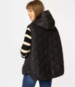 Kamizelka damska oversize z kapturem IDA 8912 BLACK
