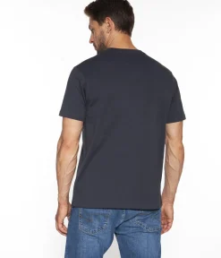Klasyczny t-shirt z drobnym logo OBUTCH 3875 NAVY