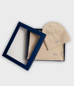 Komplet z kaszmirem czapka zimowa damska i szalik 9011 BEIGE