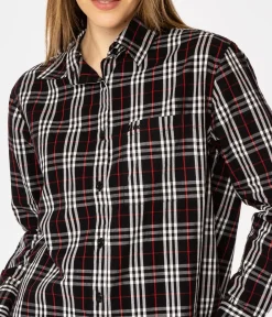 Koszula damska oversize w kratę LENA 2489 BLACK CHECK