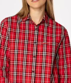 Koszula damska oversize w kratę LENA 2489 RED CHECK