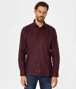 Koszula meska slim w kratę WINDSOR 18KZ DARK RED