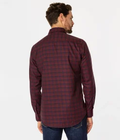 Koszula meska slim w kratę WINDSOR 18KZ DARK RED
