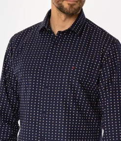 Koszula meska slim z mikroprintem WINDSOR 62MP NAVY