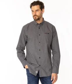 Koszula męska comfort w drobną kratkę NEW TENBY 36KZ GREY