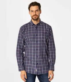 Koszula męska comfort w kratę NEW TENBY 21KZ NAVY