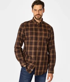 Koszula męska comfort w kratę NEW TENBY 10KZ BROWN