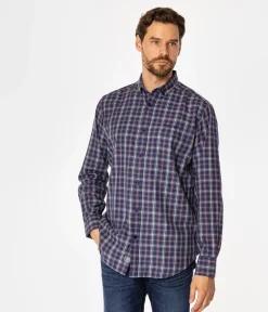 Koszula męska comfort w kratę NEW TENBY 21KZ NAVY