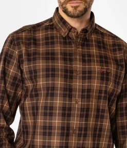 Koszula męska comfort w kratę NEW TENBY 10KZ BROWN