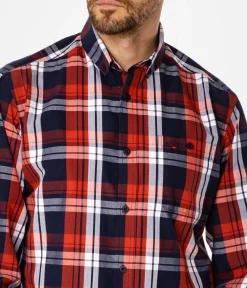 Koszula męska comfort w kratę NEW TENBY 02KZ RED