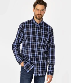 Koszula męska comfort w kratę NEW TENBY 05KZ BLUE