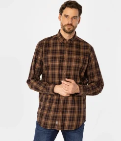 Koszula męska comfort w kratę NEW TENBY 10KZ BROWN
