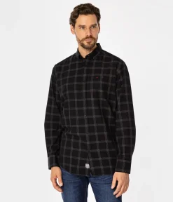 Koszula męska comfort w kratę NEW TENBY 12KZ BLACK