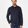 Koszula męska regular w kratę REY 15KZ NAVY
