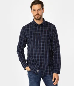 Koszula męska regular w kratę REY 15KZ NAVY