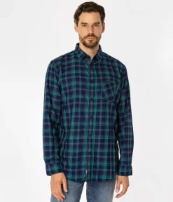 Koszula męska regular w kratę SCOTT 5737 GREEN INDIGO