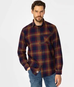 Koszula męska regular w kratę SCOTT 5708 OCHRE INDIGO