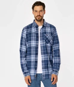 Koszula męska regular w kratę SCOTT 5735 NAVY INDIGO