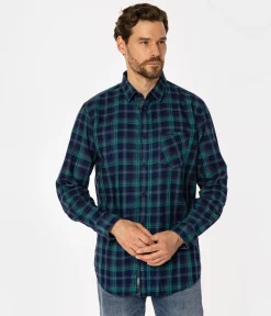 Koszula męska regular w kratę SCOTT 5737 GREEN INDIGO