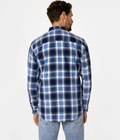 Koszula męska regular w kratę SCOTT 5736 BLUE INDIGO