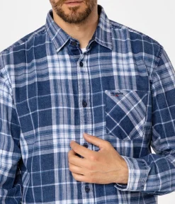Koszula męska regular w kratę SCOTT 5735 NAVY INDIGO