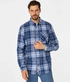 Koszula męska regular w kratę SCOTT 5735 NAVY INDIGO